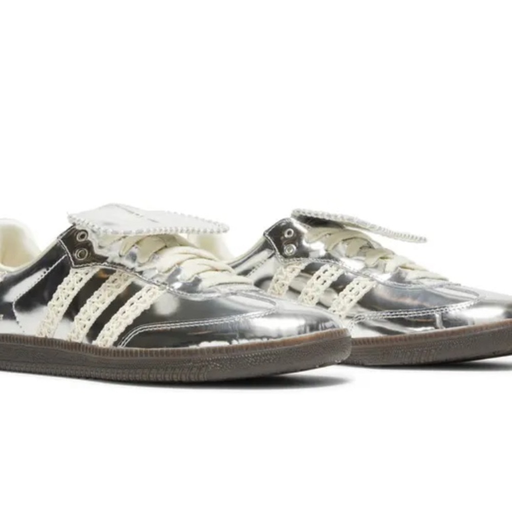 ADIDAS x WALES BONNER SAMBA SNEAKERS - SILVER 9.5